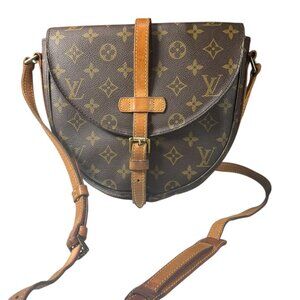 Authentic Louis Vuitton Chantilly Crossbody MM Brown Leather Monogram w Dust Bag
